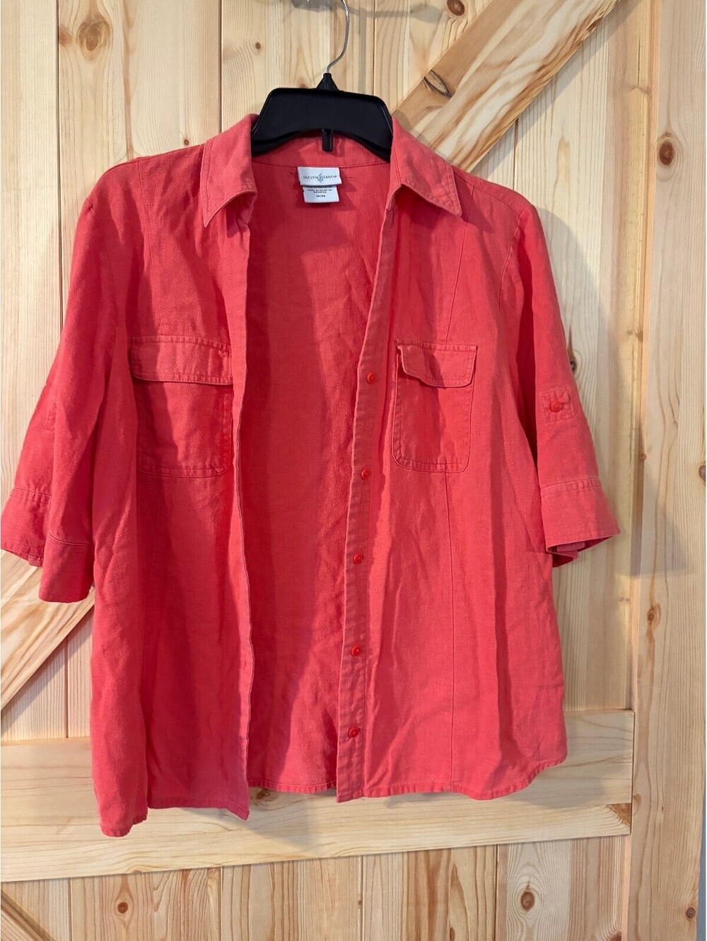 Jaclyn Smith Coral Button-Up Shirt Medium